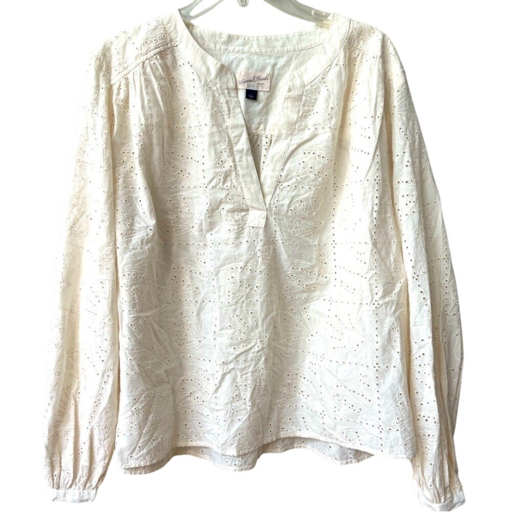Universal Thread Sea Shell Eyelet Long Sleeve Blo… - image 1