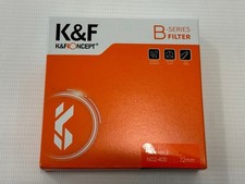K F Variable ND Filter 72mm ND2-400 with Lens Cap Used but Near Mint