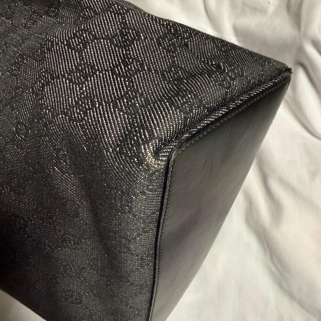 GUCCI Tote Bag Black GG Pattern Bucket Style Authentic Vintage Leather thumbnail 10