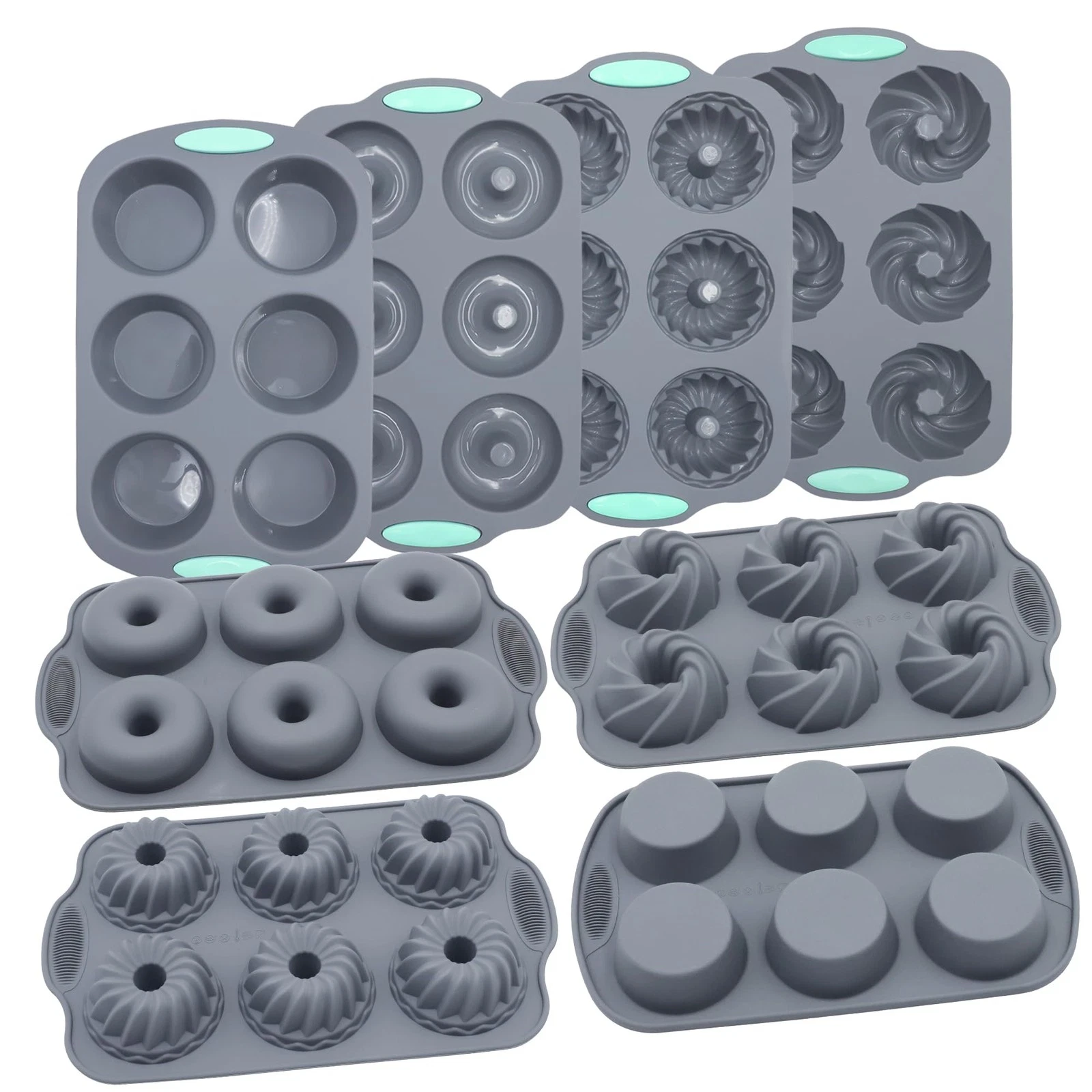 8 Pieces Silicone Donut Pans, Nonstick Silicone Muffin Pans, Heat Resistant K...