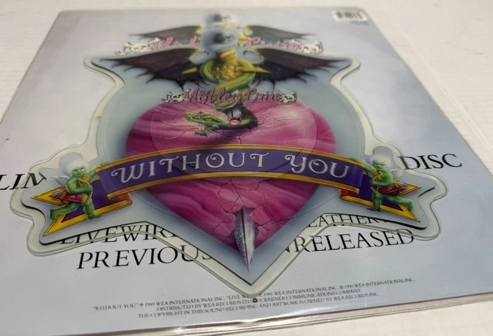 Mötley Crüe Without You Vinyl 1989 Elektra Shape Limited Edition Picture Disc - Image 2 of 4