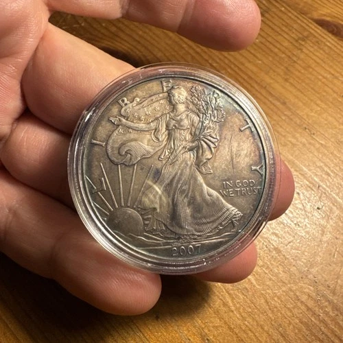 2007 Walking Liberty American Eagle 1 Oz. .999 Fine Silver One Dollar Coin Toned