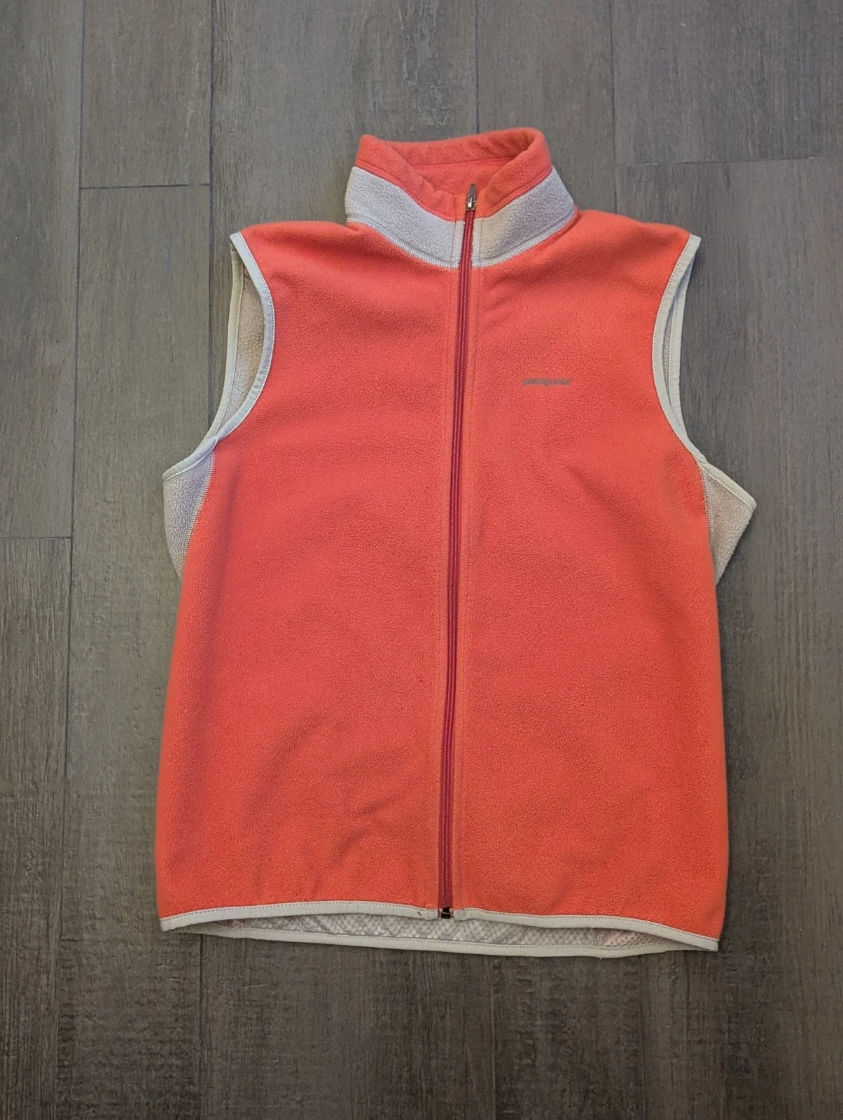 Patagonia Windproof Orange Fleece Running Vest Mens Medium Full Zip