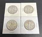 Walking Liberty Half Dollars Lot Of 4 90% Constitutional Silver Coins