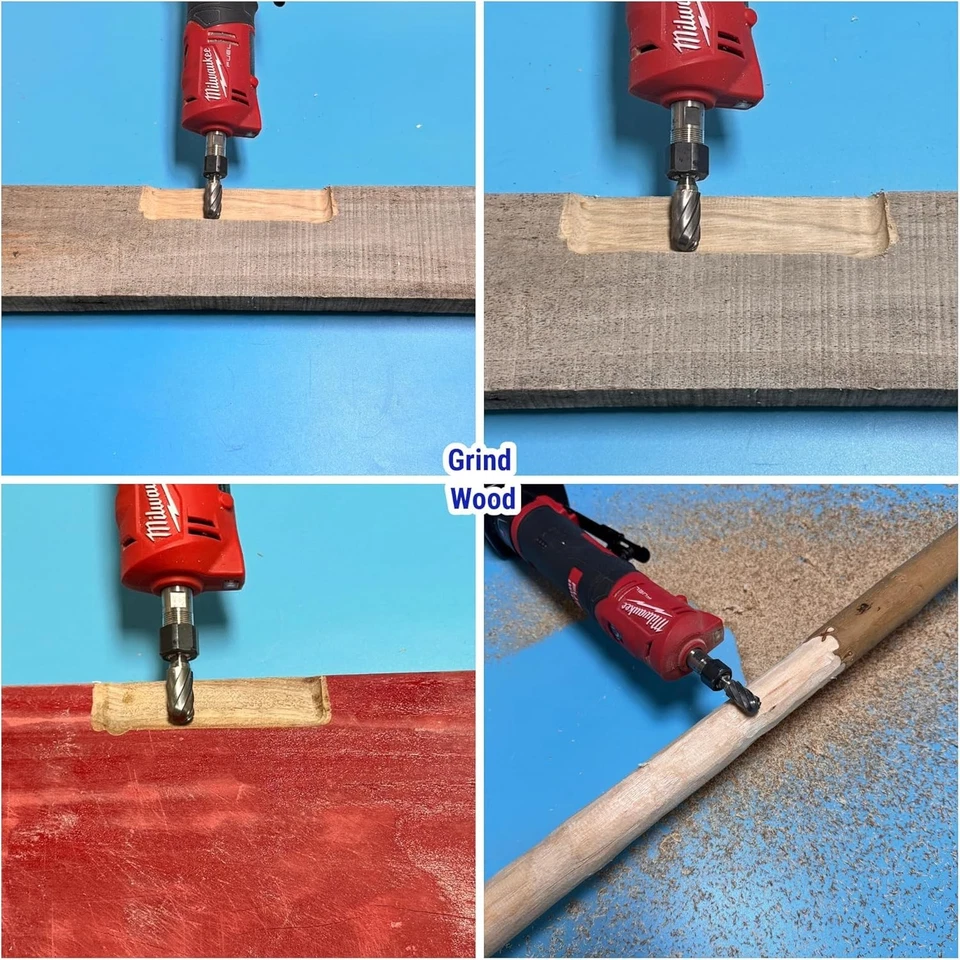 Juego de 4 piezas de rebabas de carburo de 1/4 vástago corte de aluminio (corte de flauta ancha) brocas de amoladora Foto 2 de 4