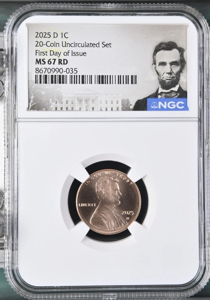 2025 P & D Lincoln SHIELD 1c Cent 2 Coin Set NGC MS67 RD FIRST DAY Issue - FDI . - Image 2 of 4