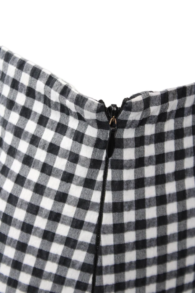 Mini Pantalones Cortos Zara Para Mujer Texturizados Cremallera Estampado Guinga Negros Talla XS Foto 4 de 4