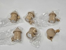 Lot 6 VTG Zims Unfinished Wood Miniature Birdhouse with Bird for Crafts Painting