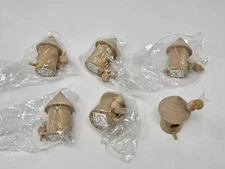 Lot 6 VTG Zims Unfinished Wood Miniature Birdhouse with Bird for Crafts Painting