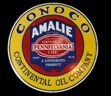 PORCELAIN CONOCO ENAMEL SIGN 30X30 INCHES DOUBLE SIDED