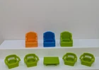 Fisher-Price Little People vintage chairs coffee table lot green orange blue