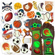 40 Sheets 300 Styles Luminous Sports Temporary Tattoos for Boy, Soccer Bask...