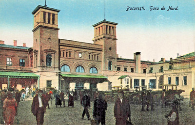 Vintage Postkarte Bucharest Gara de Nord Bahnhof Rumänien Stadtansicht