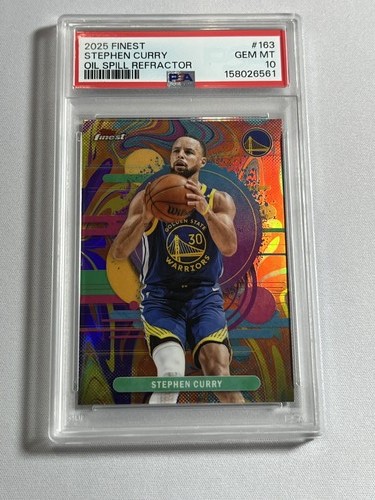 2025-26 Topps Finest #163 STEPHEN CURRY Oil Spill Refractor Uncommon PSA 10