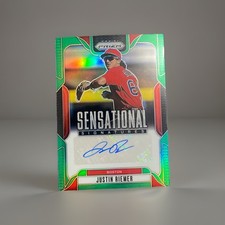 Justin Riemer 2025 Panini Prizm Sensational Signatures Green Prizm Auto SS-JR NM