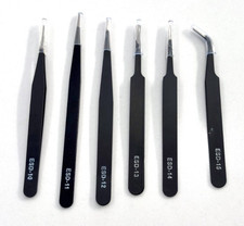6pcs Precision Tweezers Set ESD Anti Static Stainless Steel Tools - NEW