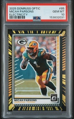 POP 1 PSA 10 Micah Parsons 2025 Panini Donruss Optic #85 Electricity /75 PACKERS
