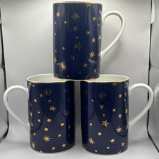 Sakura Galaxy Holiday Celeste Porcellana Blu Tazza Caffè Set Oro 14K Stella