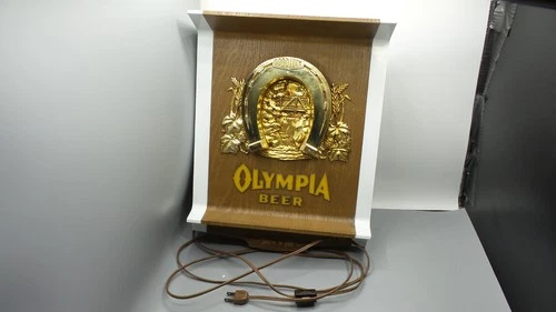 Vintage Olympia Beer Good Luck Horse shoe Electric Rare Lighted Bar 12x14 Sign