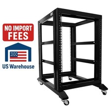 15U 4 Post Open Frame Server Rack 19 24 Deep Steel Data Audio Network Rack