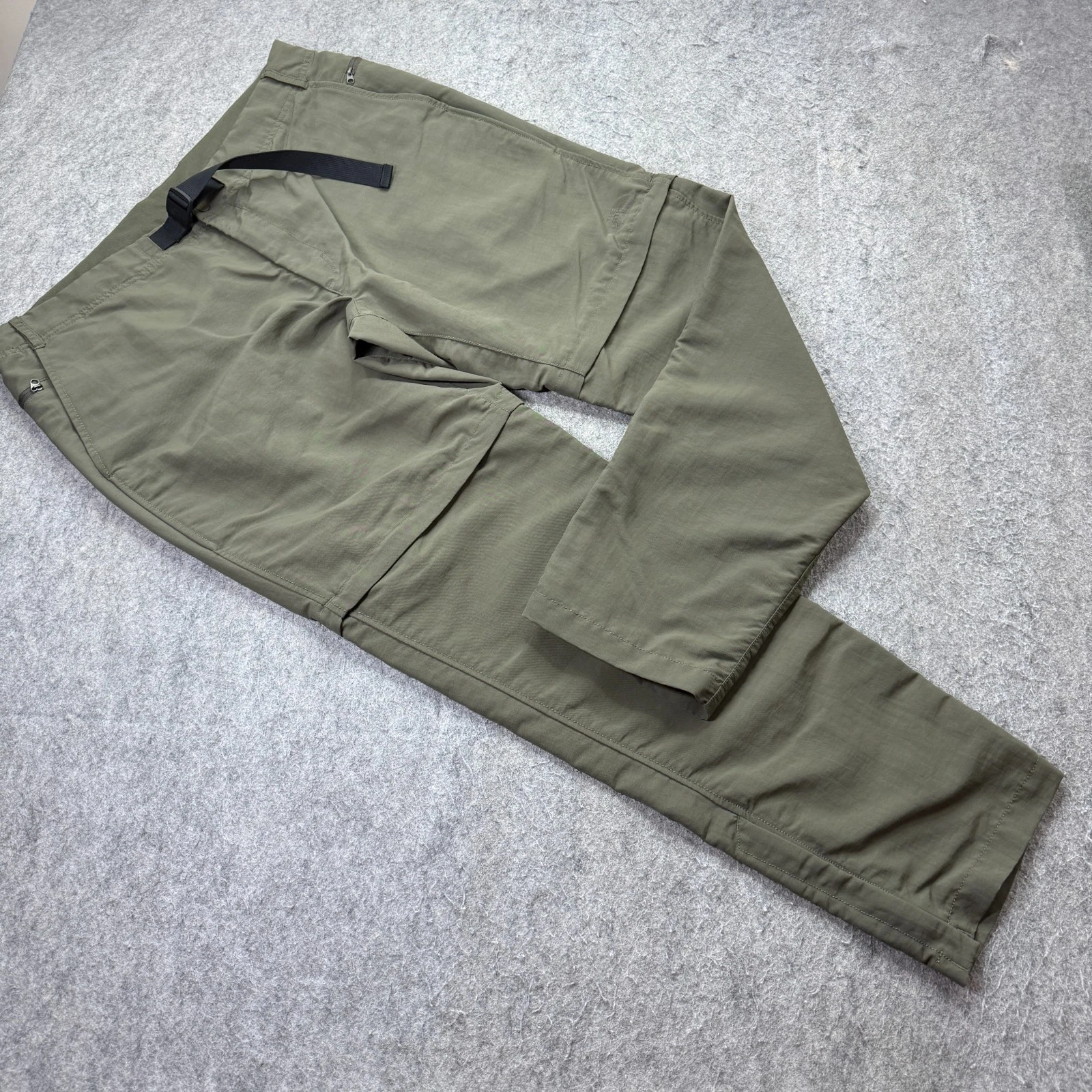 The North Face Cargo Pants Men 40 x 32 Green Ankle Zip Nylon Convertible Belted