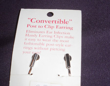 NEW  Silver Earring Converters  Convert Stud Post to Clip-On Non-Pierced Ears 