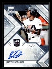 2018 Elite Extra Edition Justin Colon USA 15U Silver Autograph Auto 1/1 U2992