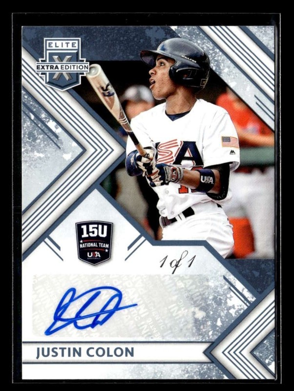2018 Elite Extra Edition Justin Colon USA 15U Silver Autograph Auto 1/1 U2992