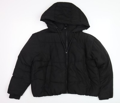 ZARA Damen schwarze Steppjacke mit Kapuze kurz Größe S