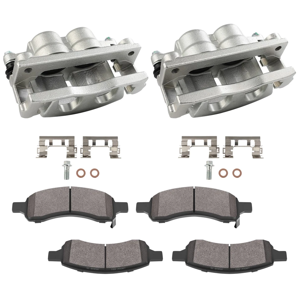 Par de pinças de freio dianteiras e pastilhas de cerâmica para 2009-2017 Chevrolet Traverse - Imagem 4 de 4