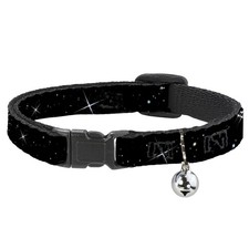 Cat Collar Breakaway with Bell Deep Space Black/White NARROW Fits 8.5-12"