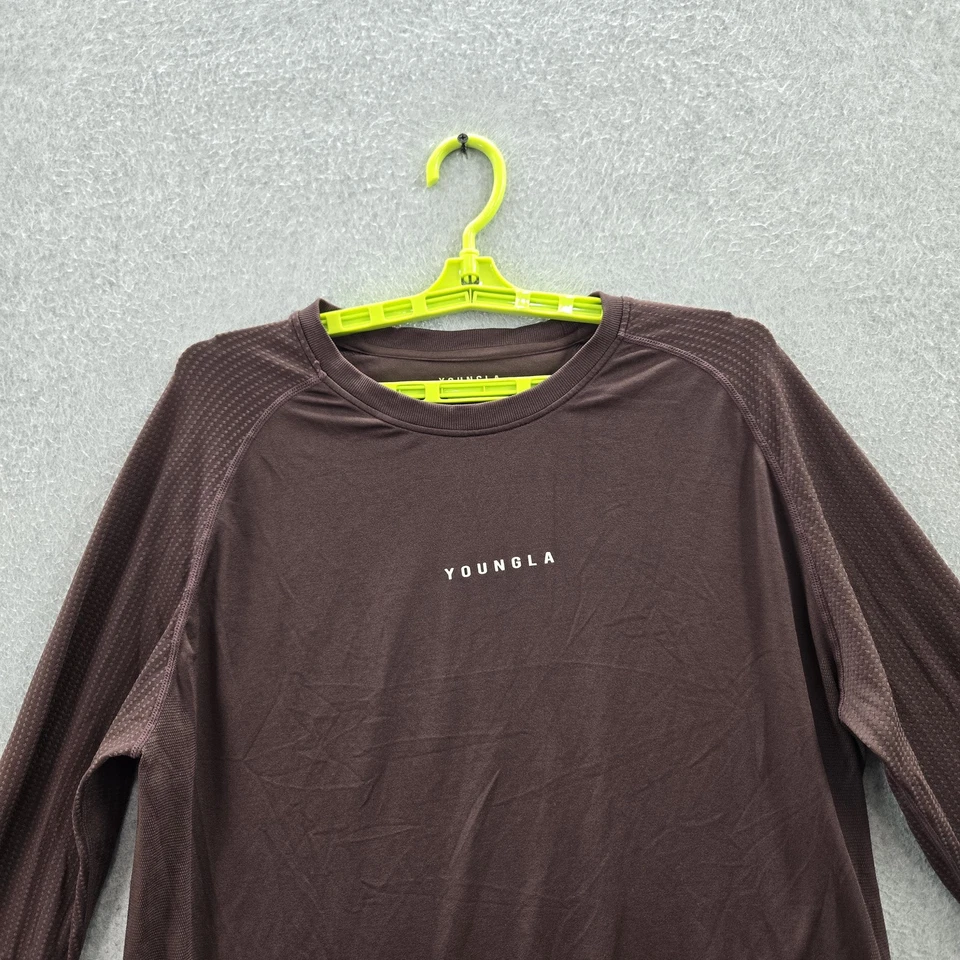 Camisa Youngla Hombre L Marrón 823 Ropa Activa Logo Manga Larga Foto 4 de 4
