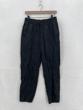 Athleta Retreat Linen Ankle Pants Womens XS Jogger Black Taper Drawstring Beach