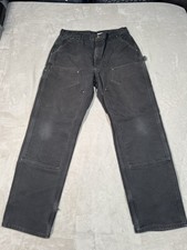 Vintage Carhartt Double Knee Pants B01 BLK 34x34 Black Distressed Faded USA Made