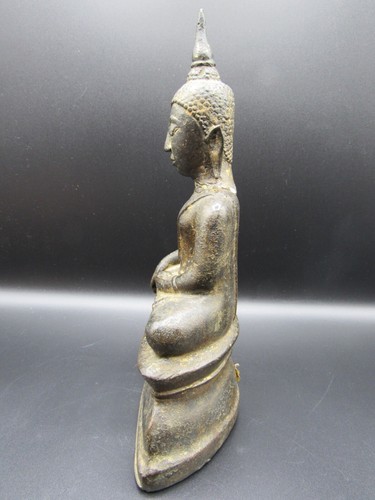 Antigua estatua de Buda de bronce fundido tailandés dorada 9" - Imagen 7 de 22