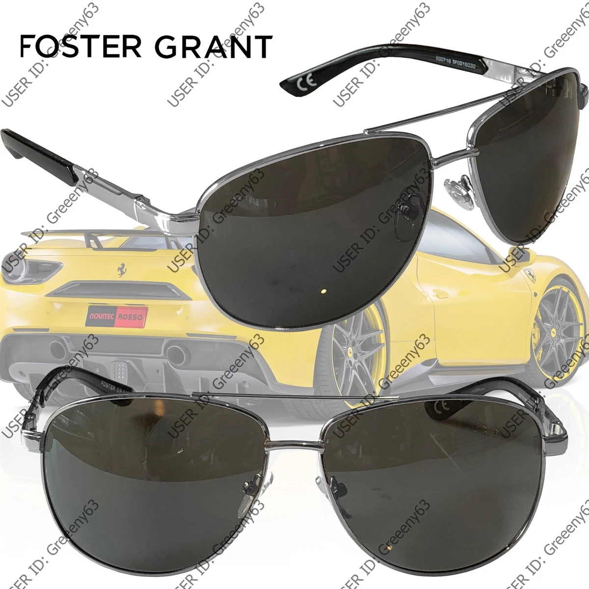 Foster Grant Design Mens Sporty Pilot Gun Metal driving Sunglasses Sunday  Drive