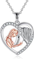 Pferd MäDchen Halskette 925 Sterling Silber AnhäNger Kette Geschenk 02