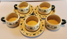 Metlox Poppy Trail Homestead Provincial 5 Cups 4.25"x 2.5" and 3 Saucers 6.5"