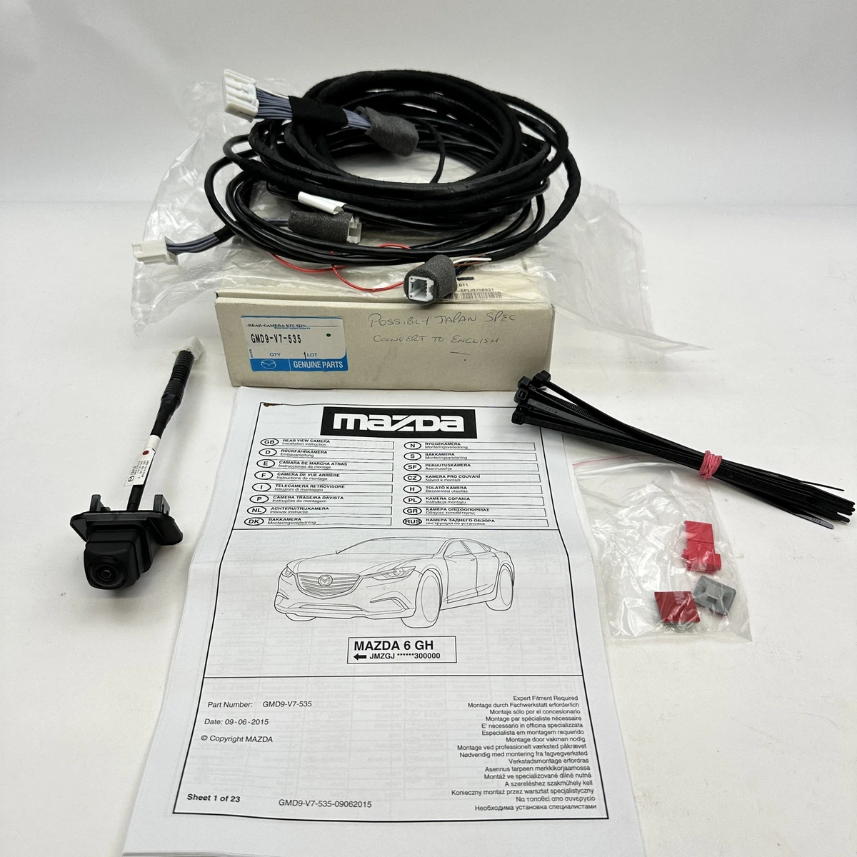 Mazda 6 GH Tailgate Boot Reversing Rear View Camera Loom Kit