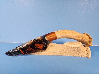 Wicked Lace Obsidian Knife~Hunting~Bushcraft~knapping primitive~Stone~Western