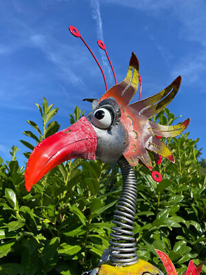 XL Vogel Hugo Medusa Großfigur Vogel Gartendeko Windlicht Garten Handarbeit 1,2m