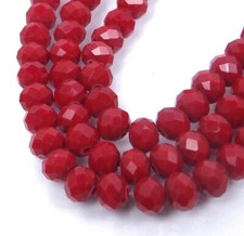 5x4mm Faceted glass Quartz Rondelle Beads Opaque Red 12"