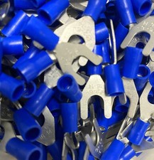 16-14GA BLUE FORK SPADE TERMINAL VINYL INSULATED CRIMP WIRE CONNECTOR