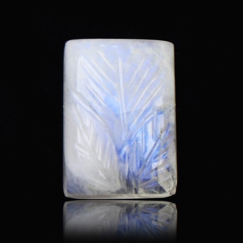 Preciosa piedra lunar azul natural tallada rectangular de 17,16 quilates extraída en la India - Imagen 1 de 8