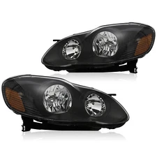For 2003-2008 Toyota Corolla Headlights Headlamps Black Housing Left+Right Set