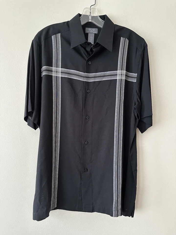 Camisa informal con botones Claiborne Crazy Horse manga corta a rayas para hombre talla M Foto 2 de 4