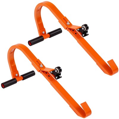 Ladder Roof Hook Stabilizer 2 Pack with Wheel Rubber Grip T-Bar Steel