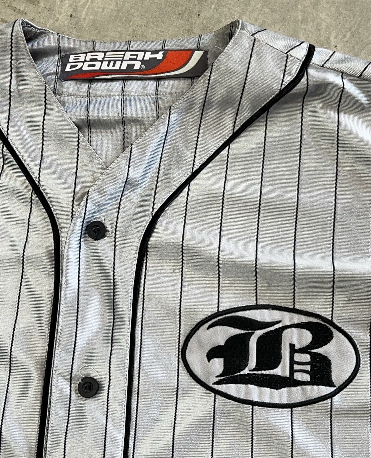 Vtg BreakDown Button Up Gray Reflective Jersey XX… - image 2