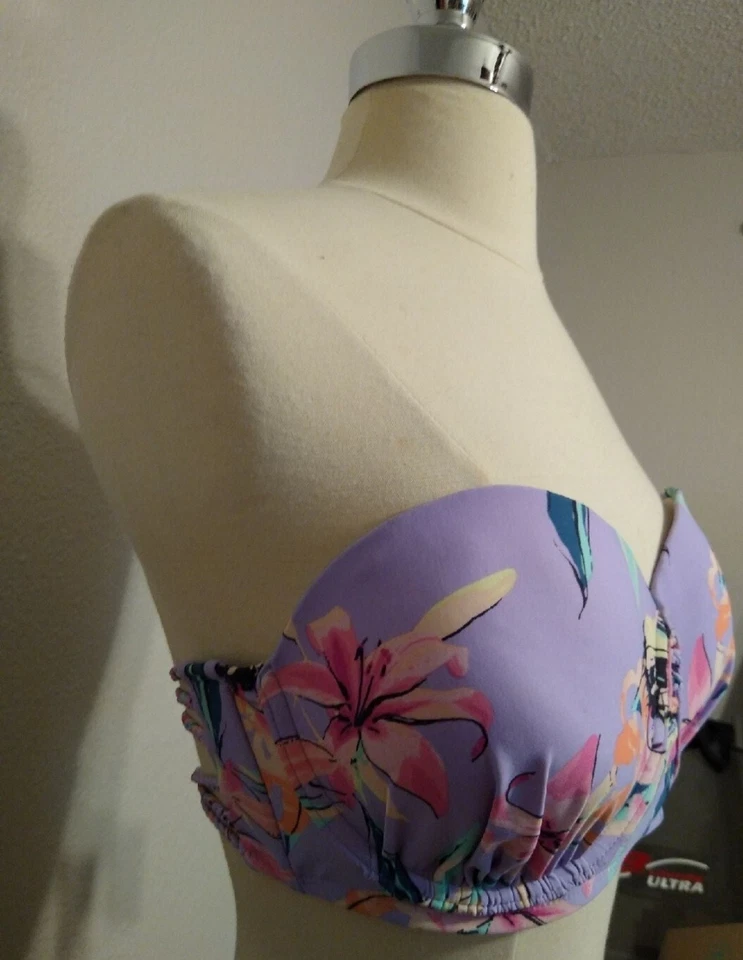 Nuevo traje de baño bandeau fantasía floral para mujer talla 28 B/C Foto 2 de 4