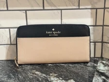Kate Spade Staci Colorblock Large Continental Wallet - Warm Beige / Black